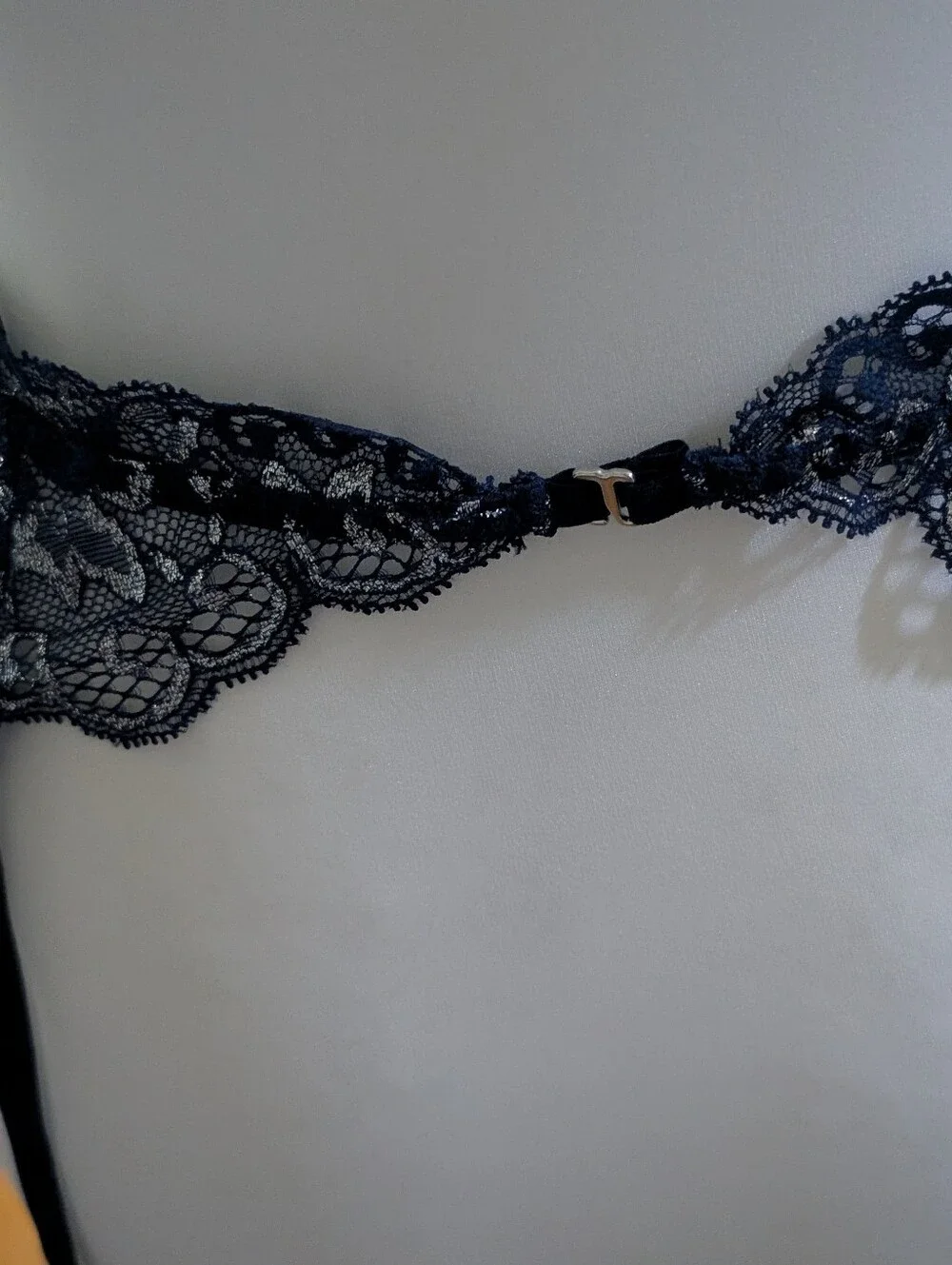 Coquette Glitter Lace Garter Belt Victoria's Secret Navy‎ Blue Metallic (M) NWT